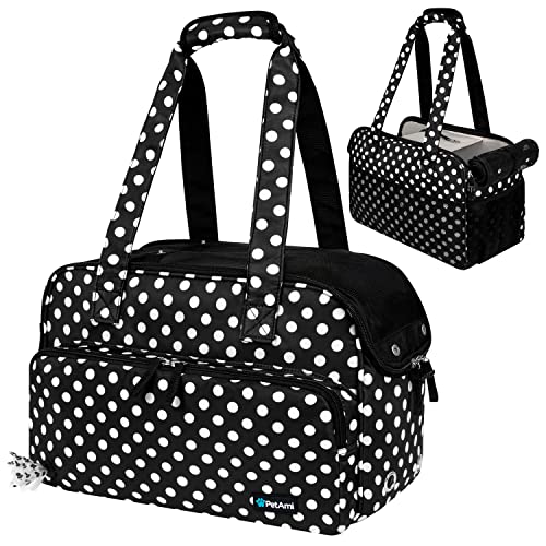 Polka Dot Black Small Dog Purse Carrier - Airline