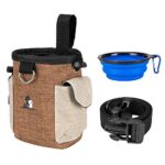 Dog Treat Pouch with Dog Bowl - Convenient Snack Container and Training Bag for Dogs of All Sizes - Carry Pet Toys and Kibble with Ease (Brown).