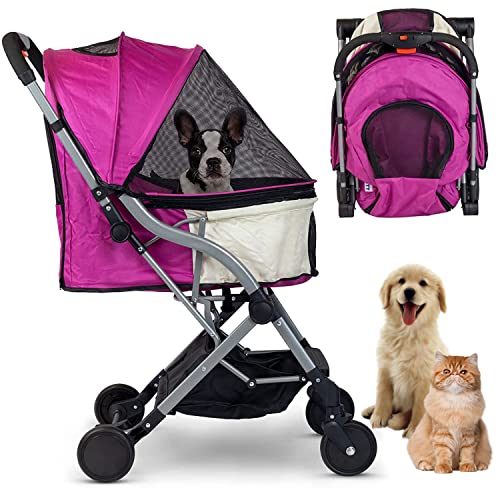 Ultimate Pet Travel Companion: 2-in-1 Canine and Cat Stroller with Weather-Resistant Mesh Cover, Easy-to-Clean Design, Spacious Storage, and 360-Degree Front Wheel for Effortless Walks and Travel.