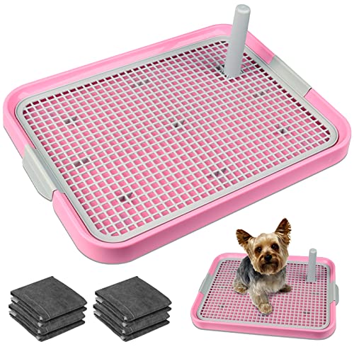 20x14 inch Indoor Dog Potty Tray with 8 Training Pads and Secure Latch - Ideal for Small to Medium Puppies.