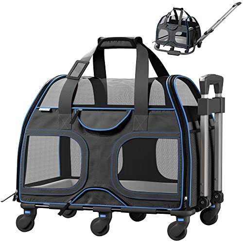 Travel in Comfort and Style with the Airline Approved Pet Carrier - Soft and Spacious Carrier for Small Dogs and Cats, TSA and FAA Approved for Stress-Free Airplane Travel (Black/Blue).