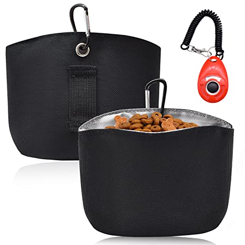 Hands-Free Dog Training Kit: Clicker and Treat Pouch with Magnetic Opening and Belt Clip