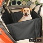 Black Wuglo Extra Stable Dog Car Seat with reinforced walls and four fastening straps, designed for medium-sized dogs, providing secure and comfortable travel in the back seat