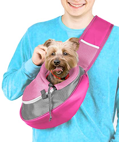 Pink Pet Sling Carrier - Hands-Free Front Backpack