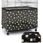 Large adjustable bird cage seed catcher with daisy design, made of breathable nylon mesh to prevent mess, suitable for medium and large cages.