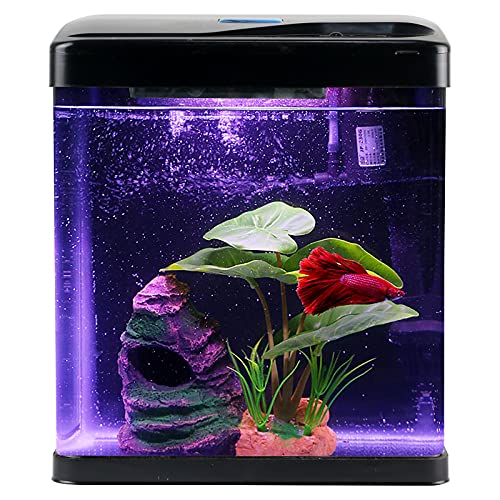 Betta Fish Tank Self Cleaning Glass 2 Gallon - LED Lights
