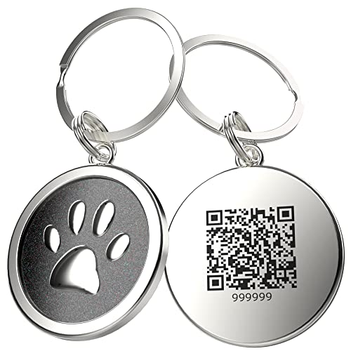Personalized QR Code Pet ID Tag with Instant Location Alert - Black.