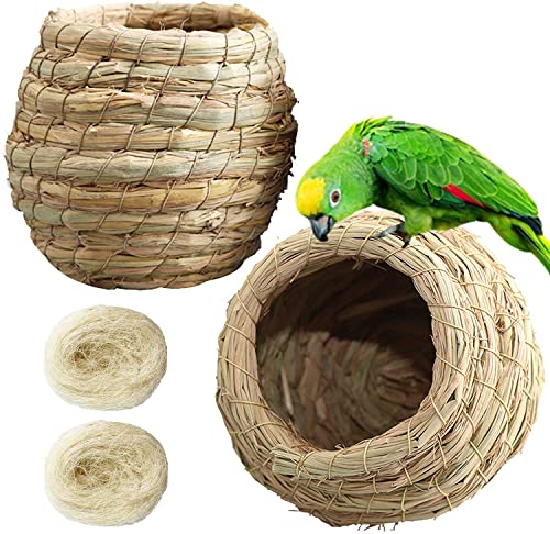 Natural Grass Woven Birdhouse for Breeding and Nesting - Ideal for Finch, Canary, Budgie, Lovebird, and Small Parrots.