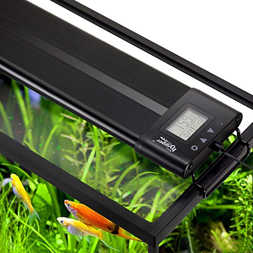 Hygger Auto On/Off LED Aquarium Light for freshwater tanks, adjustable 48-55 inches with programmable timer and 7 colors full spectrum illumination