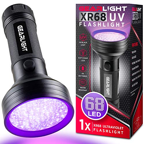 GearLight XR68 UV Flashlight - Powerful 68 LED Black