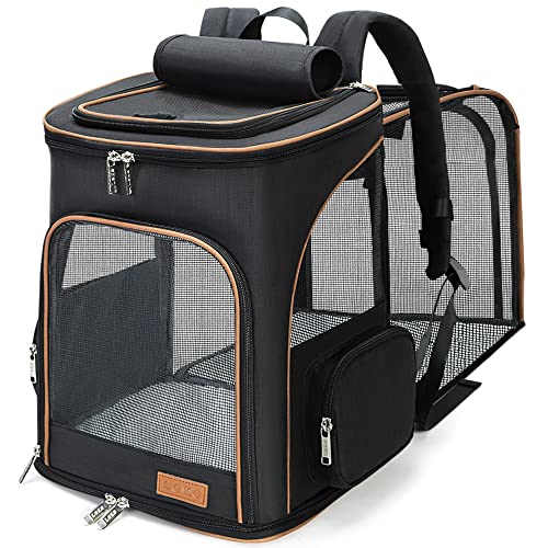  - Foldable Pet Backpack for Travel and Hiking in Stylish Black