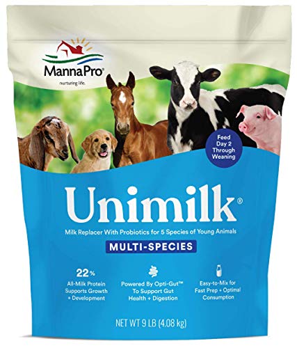 Manna Pro UniMilk Multi-Species Milk Replacer - 9 lb powder designed for puppies and other young animals, providing highly digestible nutrition for optimal growth