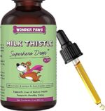 Wonder Paws Milk Thistle for Dogs: 2 oz liver support supplement with Wild Alaskan Salmon Oil, ideal for detox and kidney health