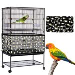 Daoeny Large Bird Cage Cover featuring an elegant daisy pattern, designed to catch seeds and feathers, enhancing airflow while keeping your living space clean and stylish