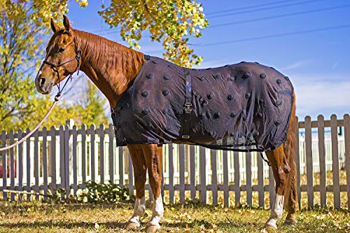 Rejuvenate SmartScrim Therapeutic Horse Blanket with Far-Infrared and Magnetic Therapy, 82-inch Black Mesh Sheet for Pain Relief and Recovery