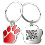 Red S QR Code Pet ID Tag - Personalized Stainless