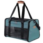 Akinerri Airline Approved Pet Carrier: Soft-sided, collapsible carrier for medium cats and puppies, featuring mesh windows for ventilation and a comfortable fleece pad