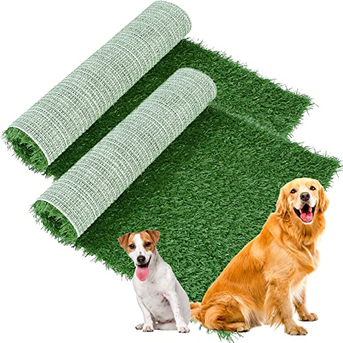 2-Pack Reusable Synthetic Grass Pee Pad for Potty Training - High Drainage Canine Grass Mat, 23x18 inches