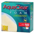 AquaClear 50 Foam Filter Inserts 3-Pack designed for mechanical and biological filtration in freshwater and saltwater aquariums