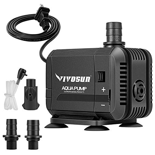 VIVOSUN 400GPH Submersible Water Pump – Compact and Ultra-Quiet Pump for Aquariums, Ponds, Hydroponics, and Fountains with 3 Nozzles and Adjustable Positions