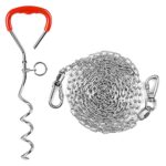 15ft Dog Tie-Out Chain and Stake - Heavy Duty Steel Leash and Stake Set for Outdoor, Yard, and Camping Use - Suitable for Medium to Large Dogs Up to 125 lbs.