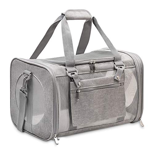 Airline Approved Pet Carrier for Small Dogs and Cats, Gray - Size M