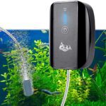 AQQA Rechargeable Aquarium Air Pump: Dual-outlet, portable, and quiet oxygen pump for freshwater and marine aquariums, featuring a battery power display and long-lasting performance