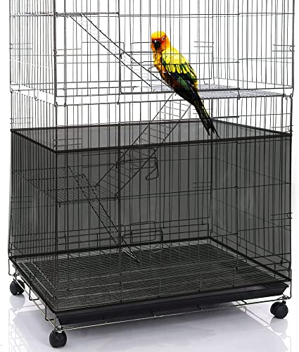Mess-Free Bird Cage Seed Catcher Skirt - Easy-Clean Nylon Mesh Liner for Large Cages