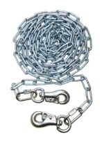 Heavy Duty Dog Runner Chain designed for outdoor use, featuring a durable 15-foot length with swivel snaps for easy attachment and tangle-free operation