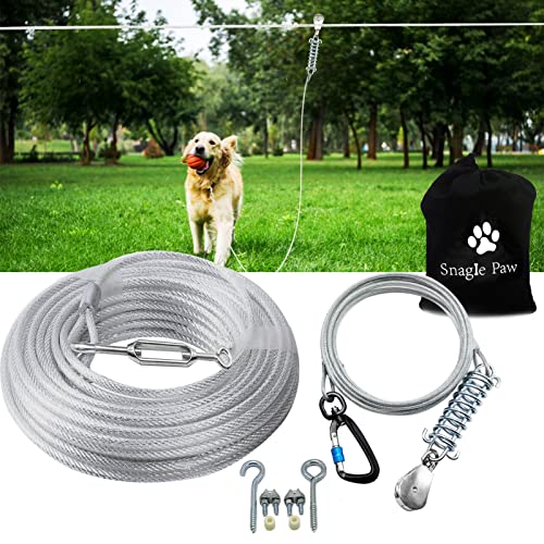 Heavy Duty Dog Tie Out Runner with Anti-Shock System for Large Dogs