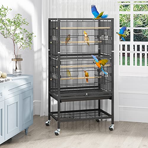 52-Inch Steel Hen Cage with 2 Free Covers and Rolling Stand - Ideal for Parrots, Cockatiels, and More