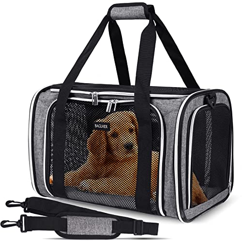 Pet Travel Carrier: - Collapsible and Stylish Gray Design