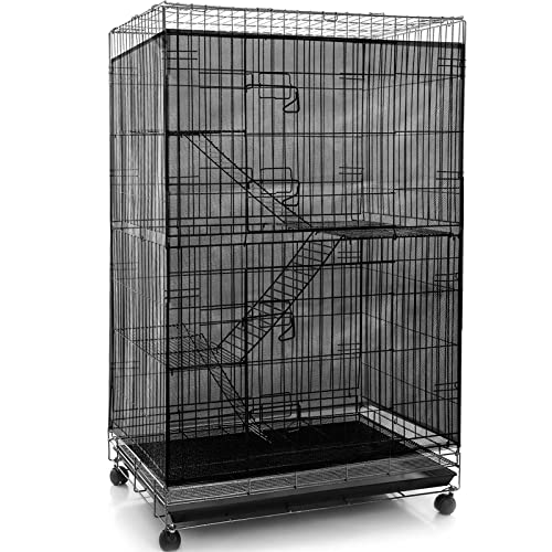 Keep Your Birdcage Clean and Comfortable with Adjustable Nylon Mesh Net Cover Featuring Soft Skirt Guard - Perfect for Parrot, Parakeet, and Macaw Round and Square Cages (Black, 118 x 39.4 Inches/300 x 100 cm)