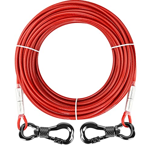 XiaZ 60 FT Dog Tie Out Cable: Lightweight and rust-proof with 360° swivel hooks for safe outdoor activities with pets