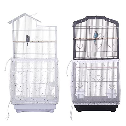 Protect Your Home and Simplify Cleanup with Our Common Birdcage Cover Seed Catcher: Includes Nylon Mesh Guard Netting and Lace in Elegant White Design! (1 Piece, Birdcage Not Included).