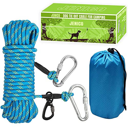 Canine Tie Out Cable for Tenting - 50ft/75ft/100ft Transportable Reflective Overhead Trolley System for Canines as much as 300lbs - Canine Lead for Yard Tenting | Parks | Out of doors Occasions.