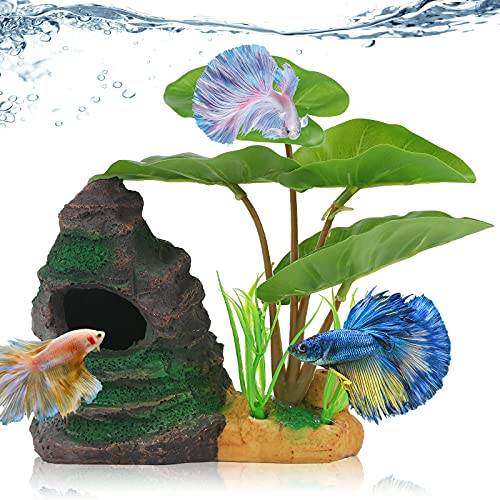 Elevate Your Betta Fish's Home with our Leaf Pad Hammock Aquarium Ornament - Perfect for Sleeping, Resting, Hiding, Playing, and Breeding in Cichlid Fish Tanks and Bowls!