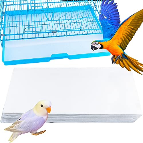 100 Pcs Large Non-Woven Bird Cage Liners - Eco-Friendly Absorbent Papers for Bird Cages, 22.8 inch x 10.6 inch