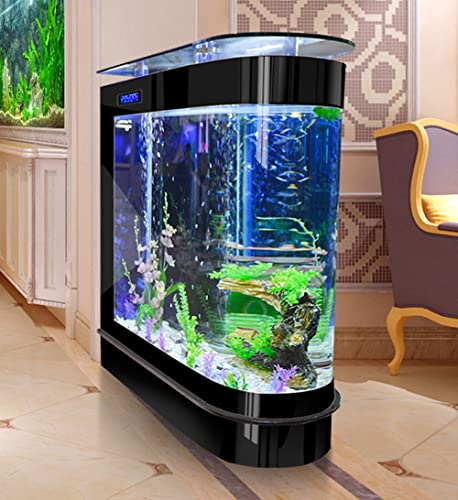 Space with Elegance: 124-Gallon Black Fish Tank with LED Aquarium Equipment