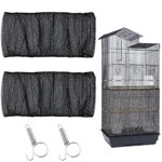 Adjustable black bird cage seed catcher with starry design and elastic ropes, designed for parakeet cages, helping to control mess and enhance cage appearance.