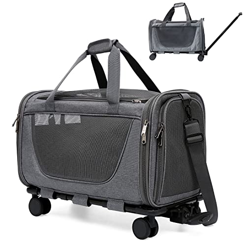 Pet Carrier with Wheels - Airline Approved Cat and Dog Crate Backpack for Small to Medium Animals, Perfect for Pet Transportation.