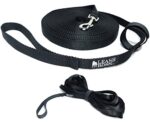 Leashboss Long Trainer: Durable 30ft nylon dog training leash designed for recall and outdoor activities, featuring a hook and loop storage strap