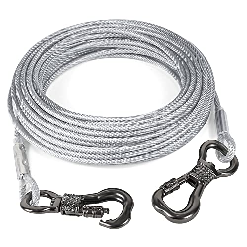 Reflective Dog Tie Out Cable - Heavy Duty Steel Wire