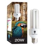 Bluex Bulbs 20-Watt UVB Avian Light for birds, providing 2.4% UVB and UVA fluorescent lamp to enhance pet bird health and behavior, with easy installation and long-lasting performance