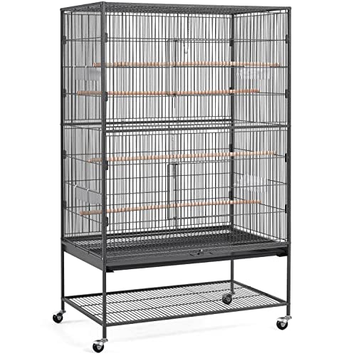 Topeakmart X-Large Parrot Cage with a rolling stand and large front doors, ideal for medium-sized birds like cockatiels and African greys