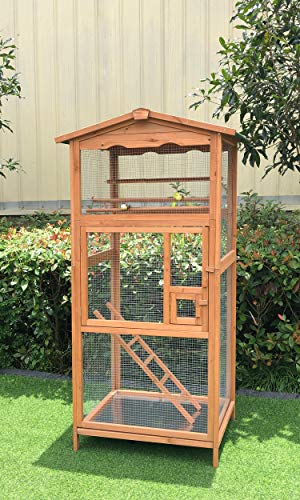 Upgrade Your Backyard with Hanover Cedar Picket Fowl Cage - Waterproof Roof, Detachable Tray, and Resting Bars for Happy Chickens!