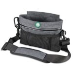 ORIA Dog Treat Training Pouch in gray with magnetic closure, removable inner pocket, and built-in poop bag dispenser for convenient pet training