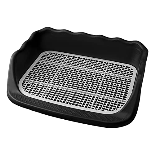 Efficient and Portable Pet Toilet with Guardrail Design - Ideal for Hamsters, Dogs, Cats and Small Animals - Easy to Clean Urinal Litter Box Bathroom Basin in Black.