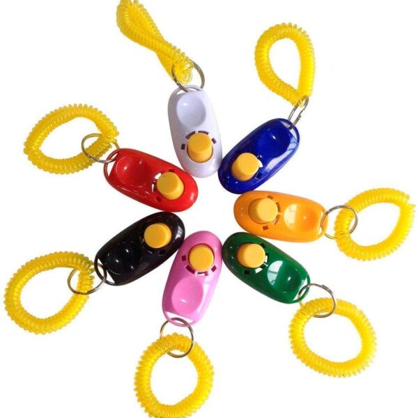 7-Pack Dog Clicker for Training with Wrist Bands - Multicolor Pet Training Clickers & Behavior Aids - Effective and Convenient Clicker Training Tools for Dogs and Cats