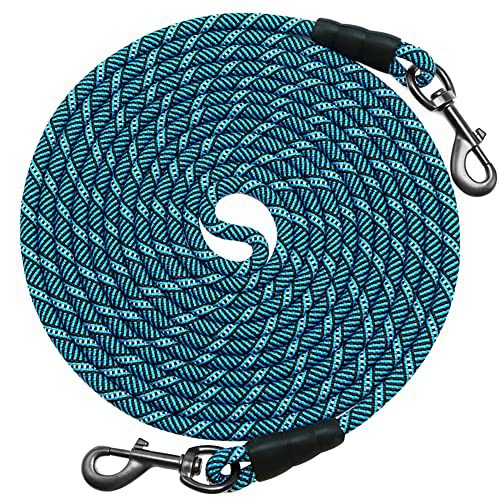 Long Rope Leash for Dog Training - Available in Various Lengths: 8ft, 12ft, 15ft, 22ft, 30ft, 36ft, 50ft, 60ft, 80ft, 100ft - Versatile Recall, Agility, and Tie-Out Dog Line for Large, Medium, and Small Dogs - Ideal for Outdoor Activities, Camping, and Backyard Fun.